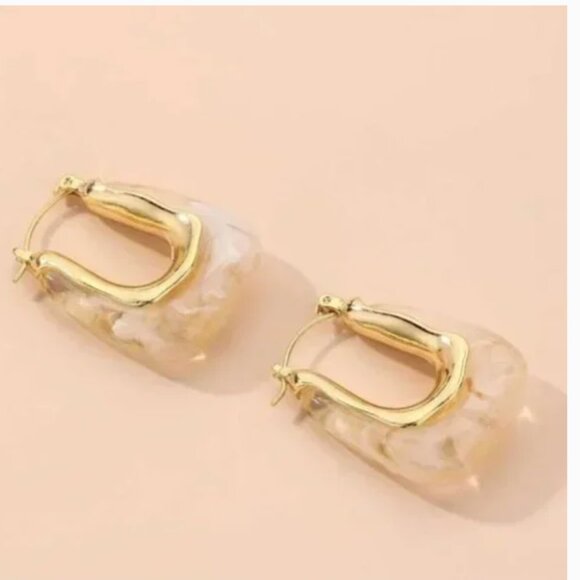 ⭐️✨ FREE Geo Minimal Boho Stone Lock Hipster Hippie Classy Art Modern Earrings - Picture 2 of 8